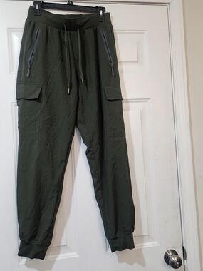Libin Olive Green Cargo Jogger Pants - Drawstring Waist Size Medium